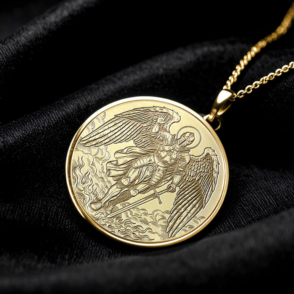 14K Archangel Michael Pendant – Divine Protection Necklace