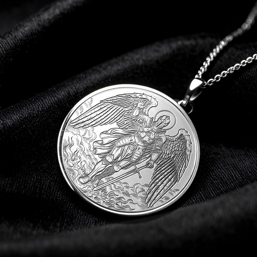 14K Archangel Michael Pendant – Divine Protection Necklace