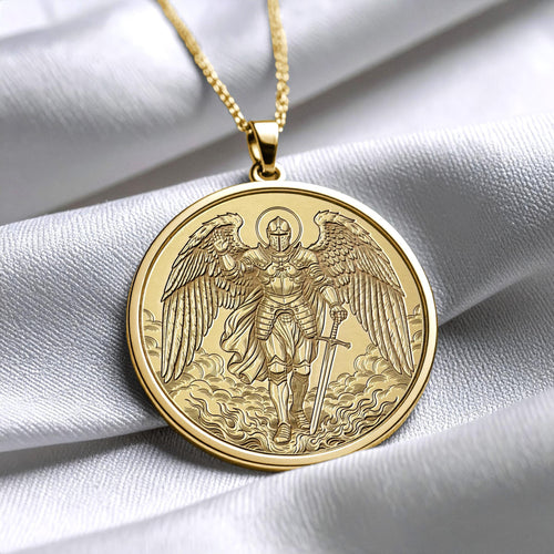 14K Archangel Michael Pendant – Divine Protection Necklace