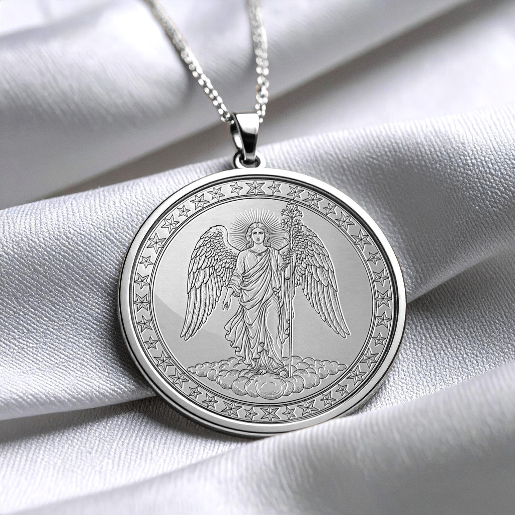 Archangel Uriel Necklace, Fire of God Pendant, Guardian Angel Medallion, Christmas Gift