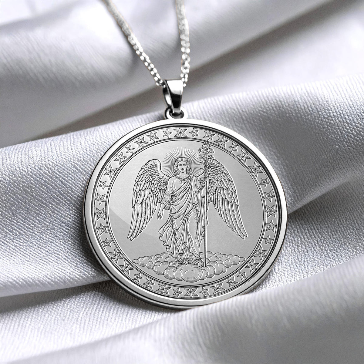 Archangel Uriel Necklace, Fire of God Pendant, Guardian Angel Medallion, Christmas Gift