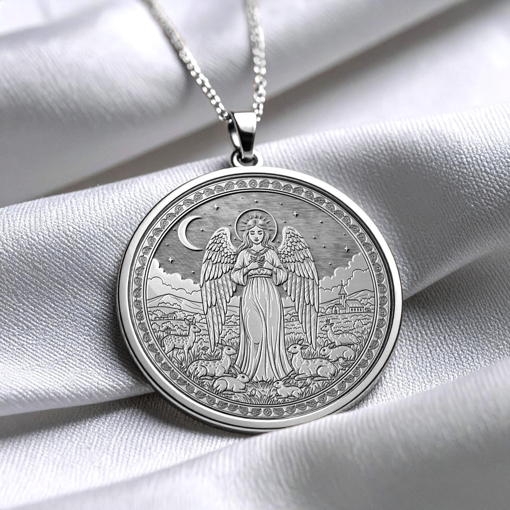 Guardian Angel Medallion Necklace – Christian Protective Charm