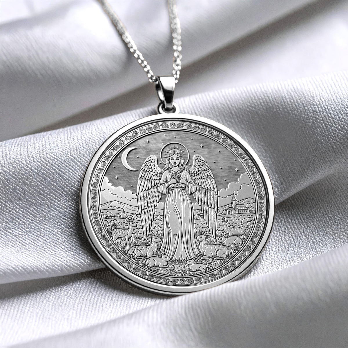 Guardian Angel Medallion Necklace – Christian Protective Charm