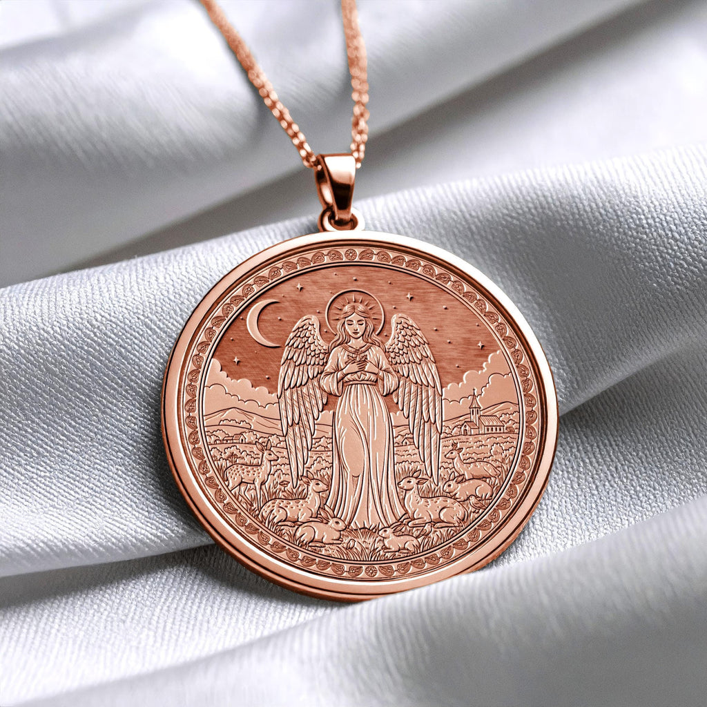 Guardian Angel Medallion Necklace – Christian Protective Charm