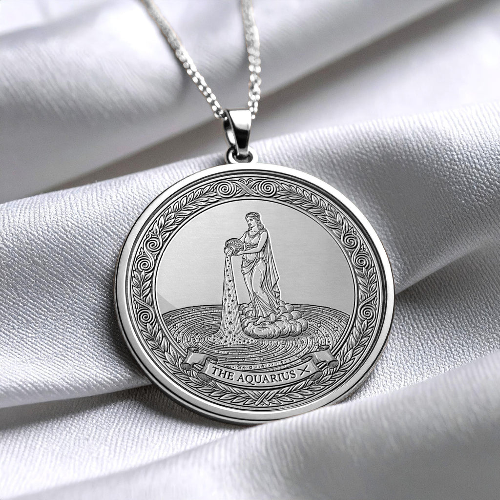 Personalized Aquarius Zodiac Necklace – Symbol of Vision & Freedom -3