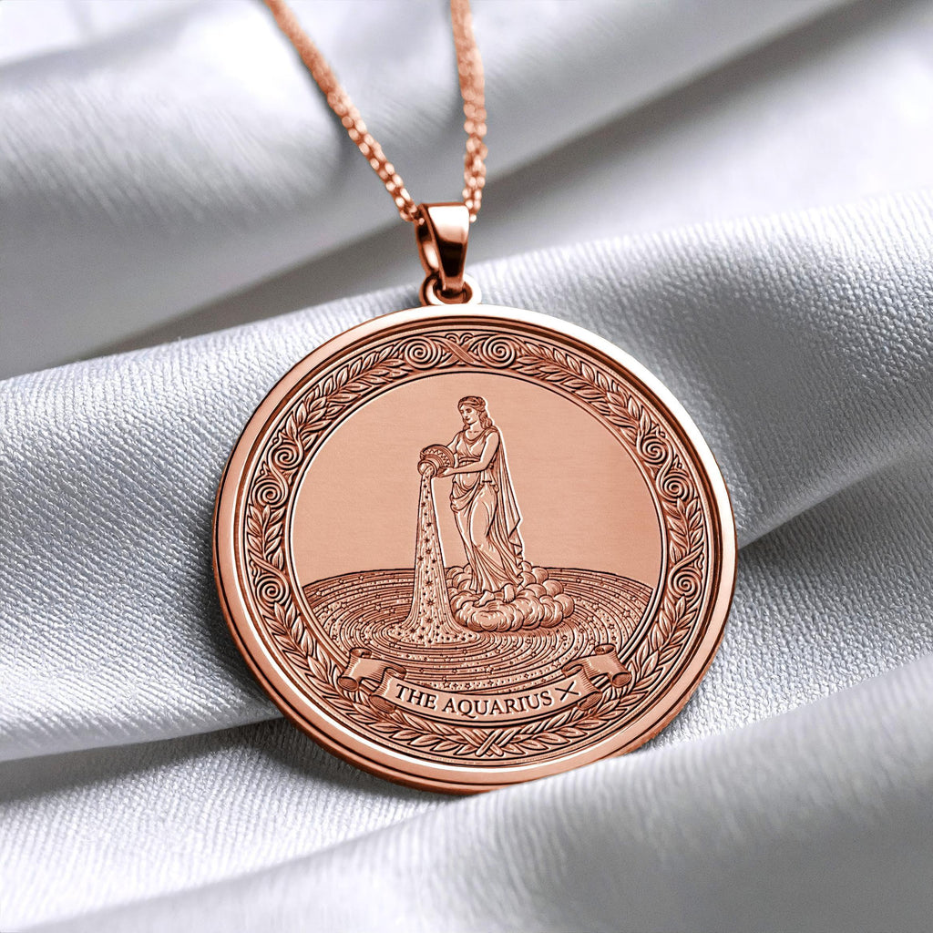 Personalized Aquarius Zodiac Necklace – Symbol of Vision & Freedom -3
