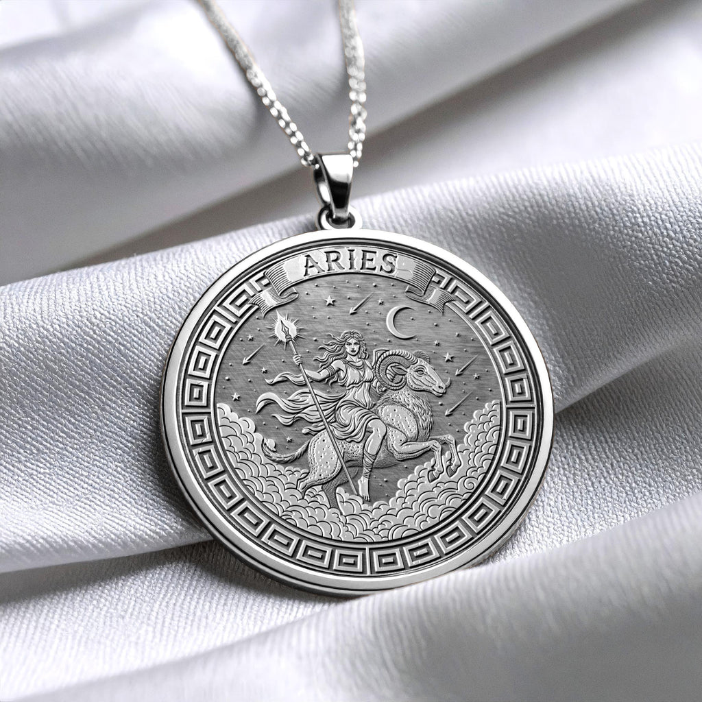 Personalized Aries Zodiac Pendant Necklace – Symbol of Courage & Passion
