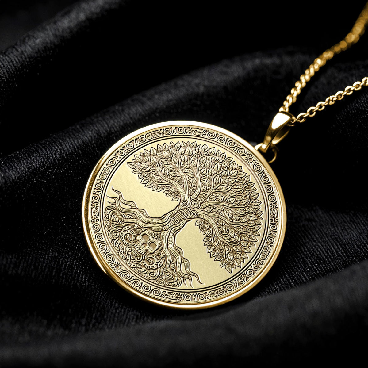 Yggdrasil Tree of Life Necklace: 14k Gold Spiritual Pendant