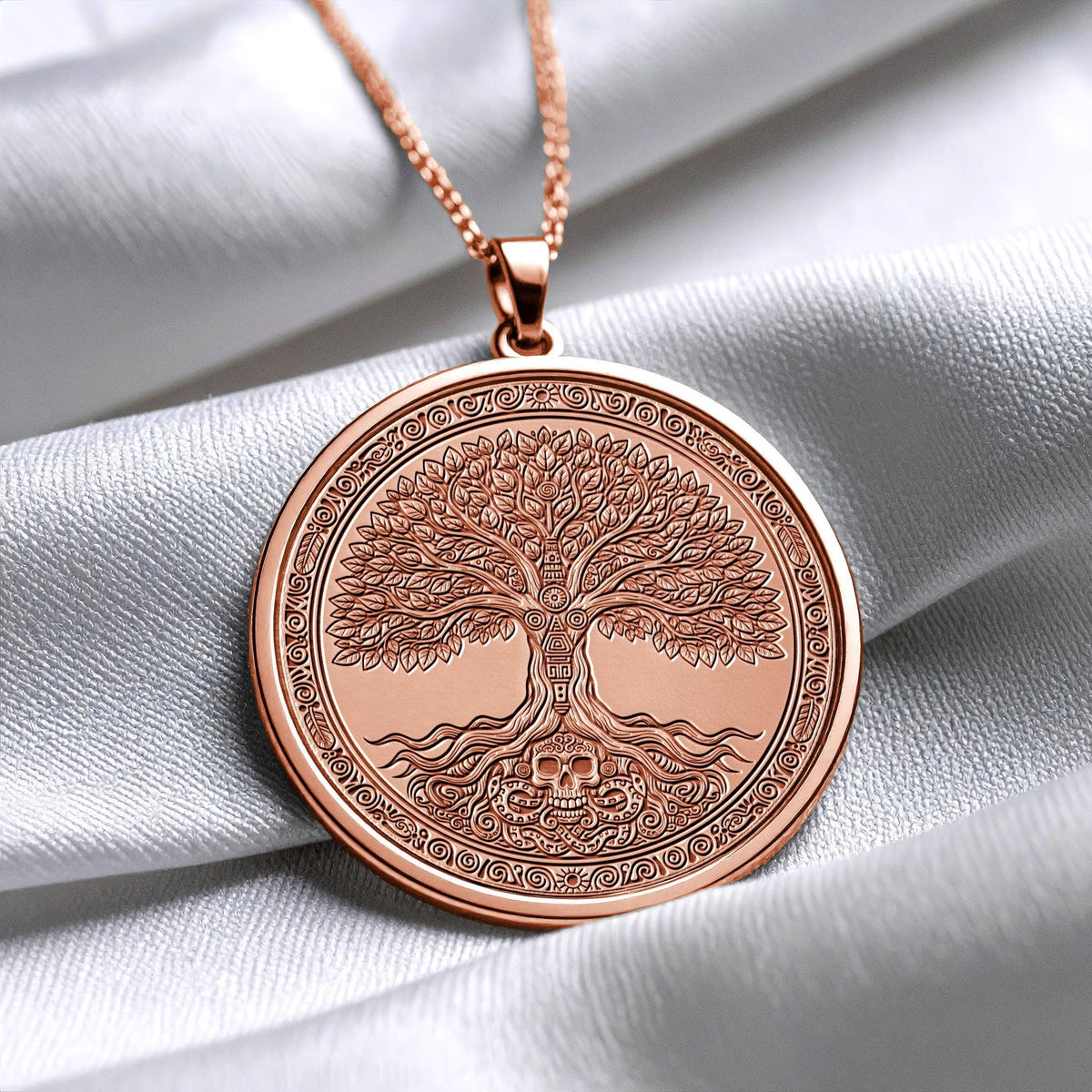 Yggdrasil Tree of Life Necklace: 14k Gold Spiritual Pendant