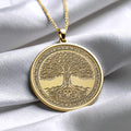 Yggdrasil Tree of Life Necklace: 14k Gold Spiritual Pendant
