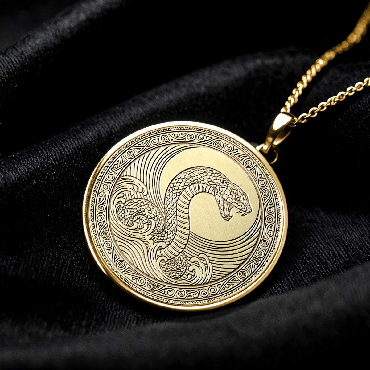 Jörmungandr Pendant : 14K Gold Norse Mythology Jewelry , Silver World Serpent Symbol Necklace