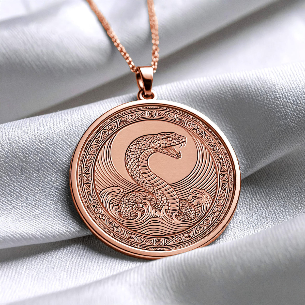 Jörmungandr Pendant : 14K Gold Norse Mythology Jewelry , Silver World Serpent Symbol Necklace