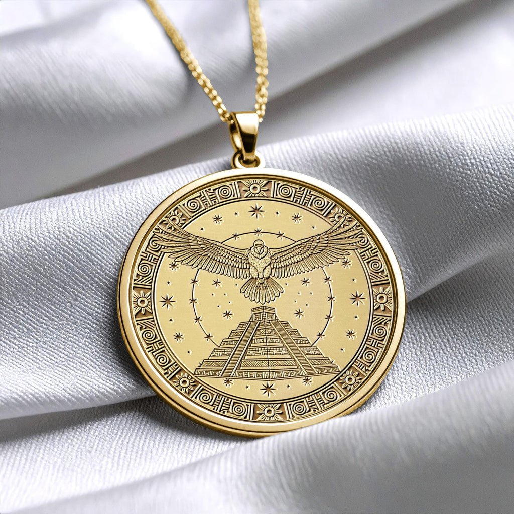 Eagle Aztec Pendant: Sterling Silver Mayan Symbol Necklace