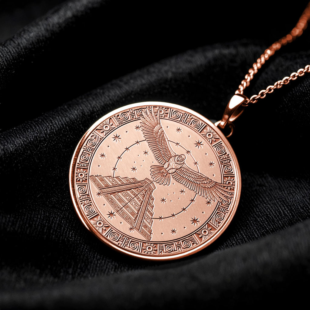 Eagle Aztec Pendant: Sterling Silver Mayan Symbol Necklace