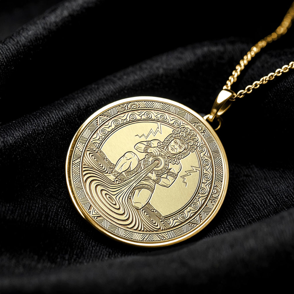 Tlaloc Pendant : Gold Aztec God Jewelry , Rain God Necklace