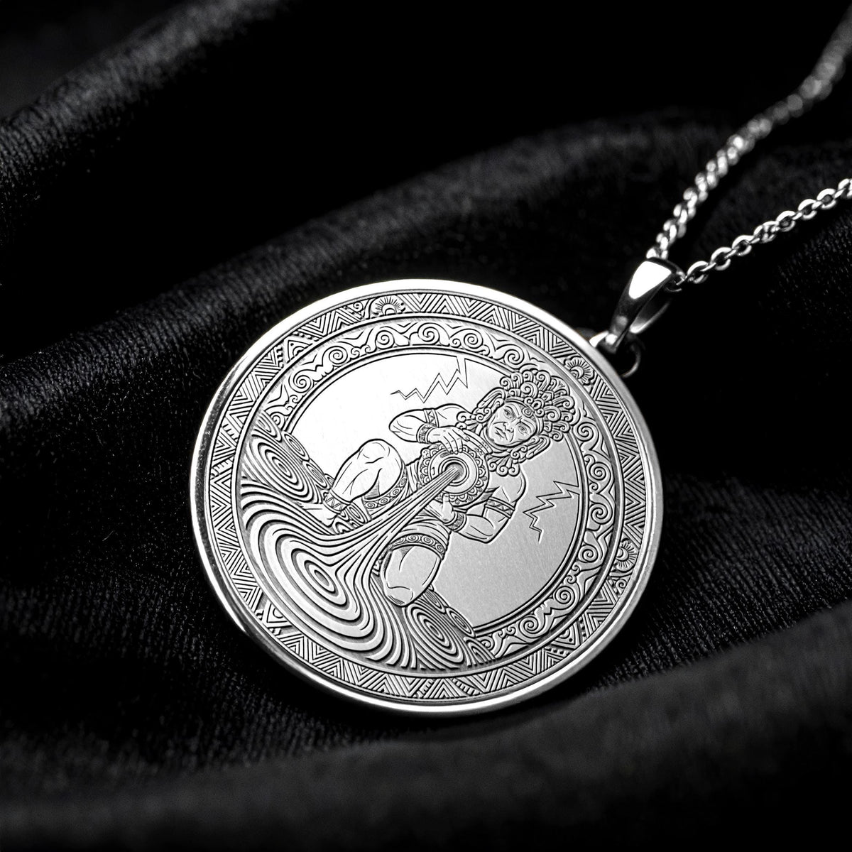 Tlaloc Pendant : Gold Aztec God Jewelry , Rain God Necklace