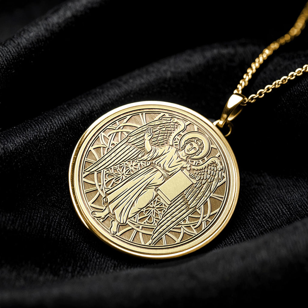 Archangel Gabriel Necklace, Mother's Day Religious Gift, Wedding Gift, 14K Gold Protection Jewelry