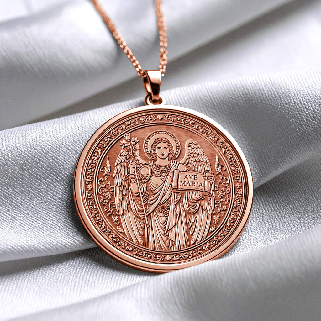 Gabriel Necklace Pendant: Gold or Silver Angel Jewelry