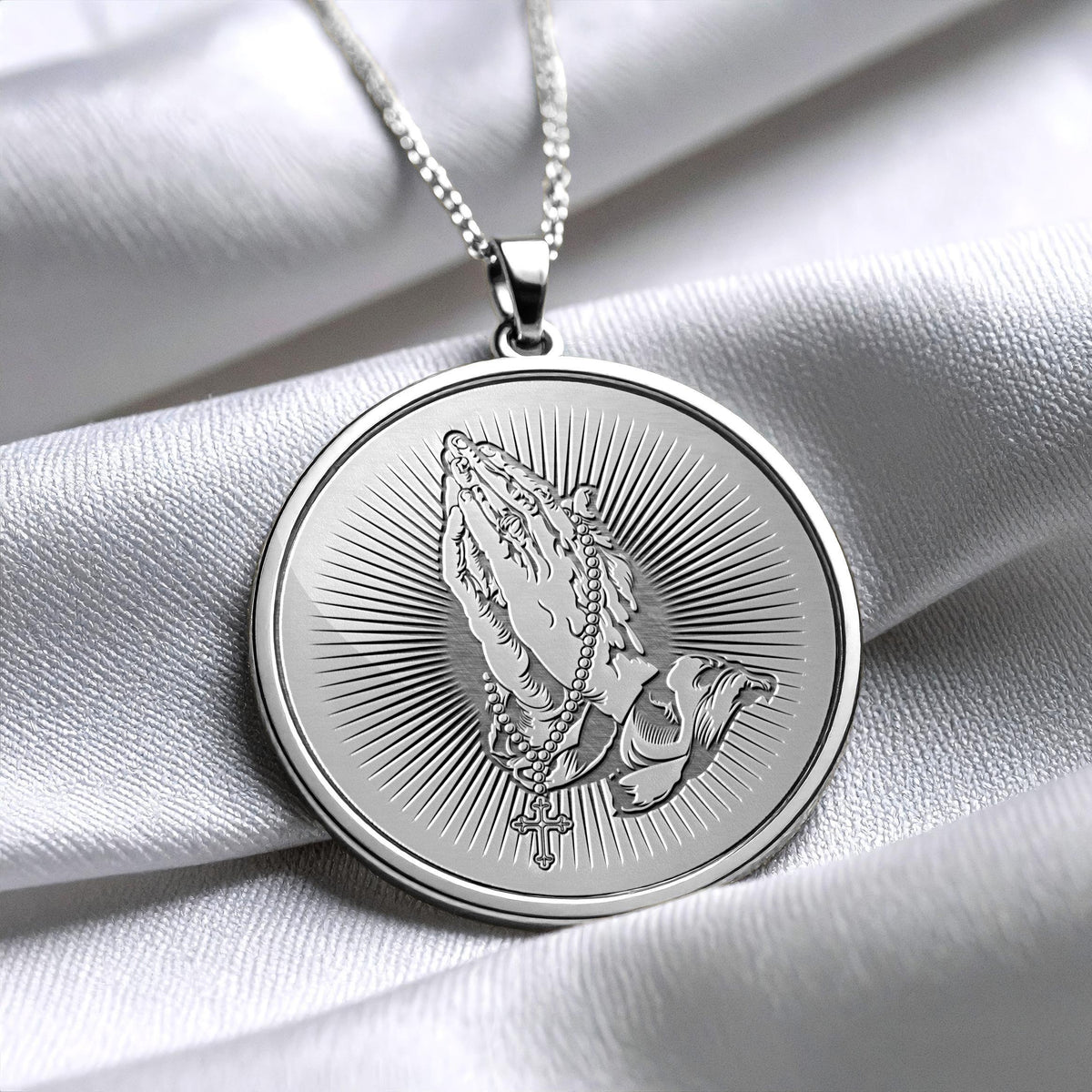 Prayer Hand Pendant – Miraculous Medal & Dainty Gold Cross Jewelry