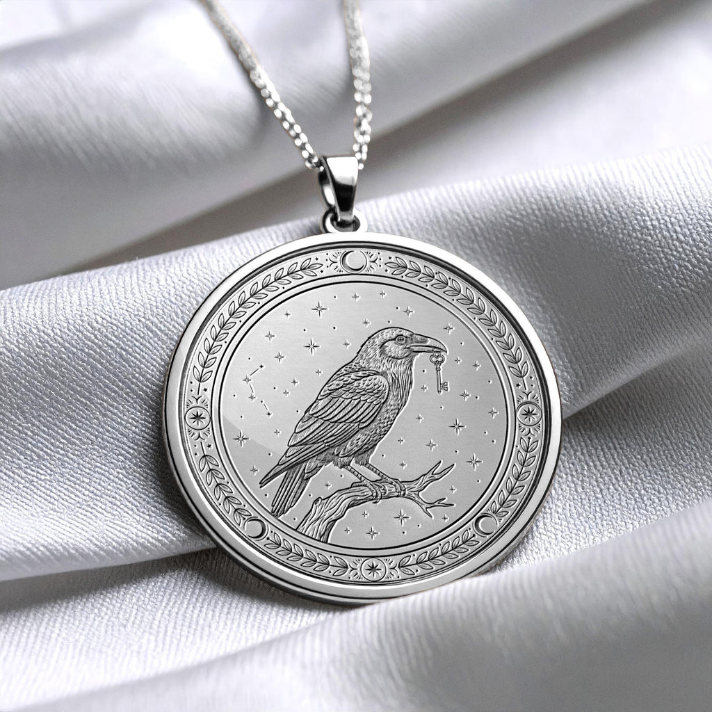Mystic Raven Medallion – Sterling Silver Norse Amulet