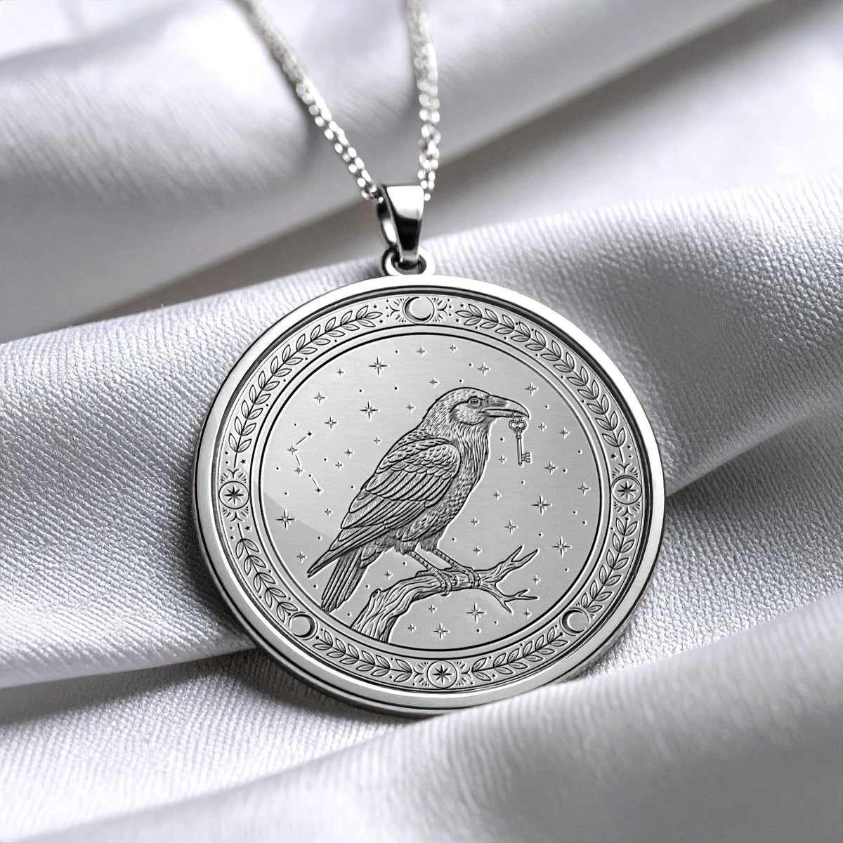Mystic Raven Medallion – Sterling Silver Norse Amulet