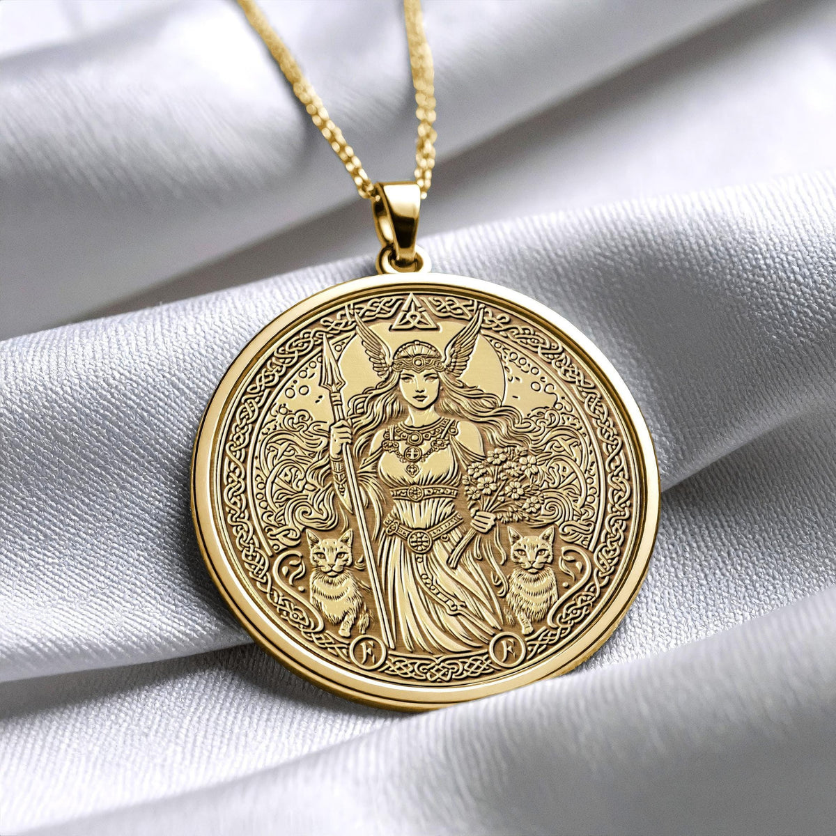 Freya Necklace – Norse Goddess Pendant, Viking Jewelry, Warrior Goddess Amulet, Nordic Mythology Charm
