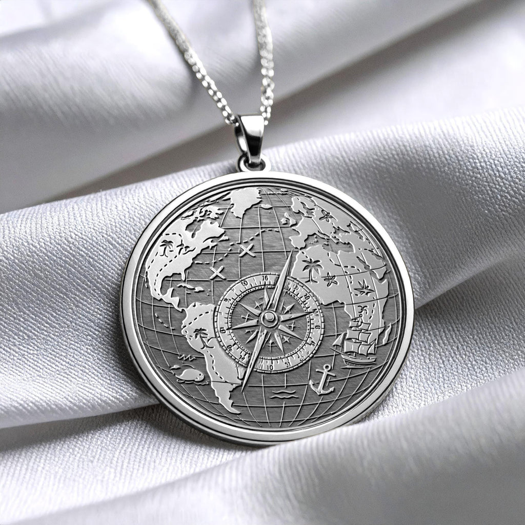 World Map Compass Necklace – A Meaningful Gift for Adventurers