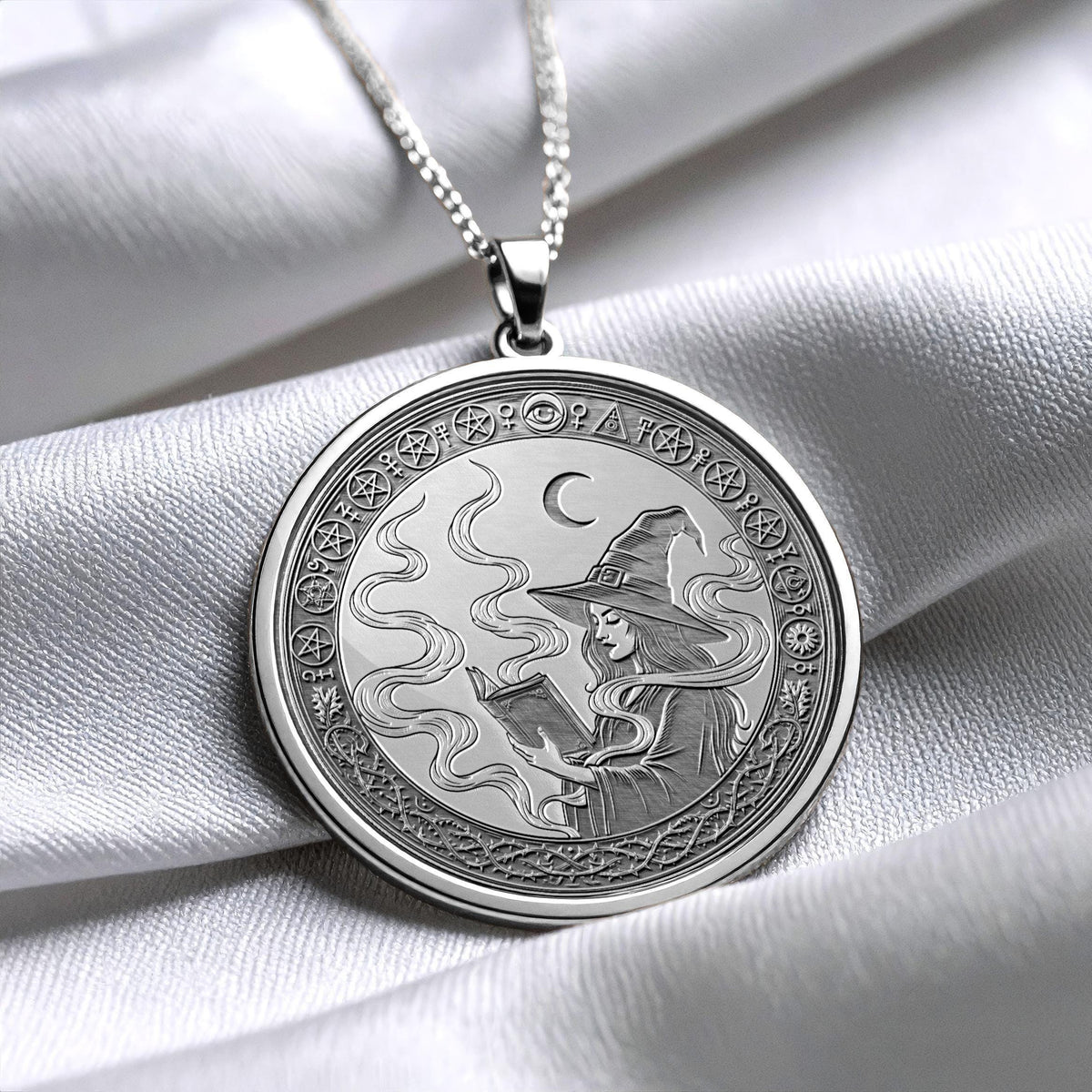 Gold Witch Charm , Book Lovers Necklace , Witchcraft Pendant Necklace