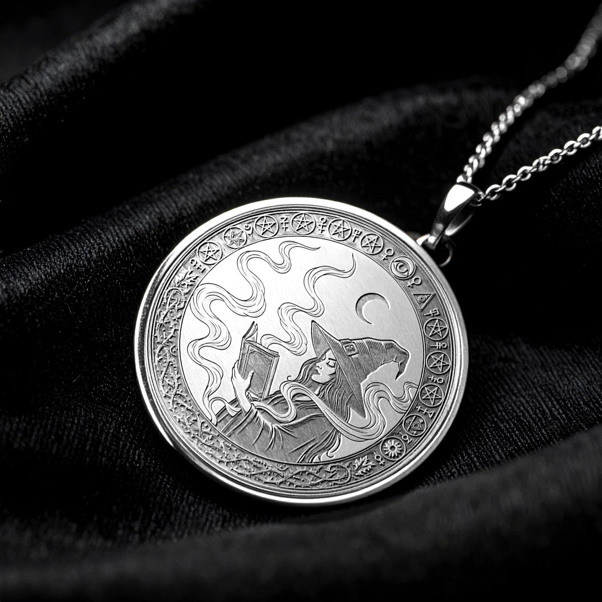 Gold Witch Charm , Book Lovers Necklace , Witchcraft Pendant Necklace