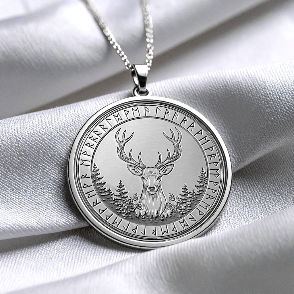Deer Necklace Stag Antler Nature Medallion