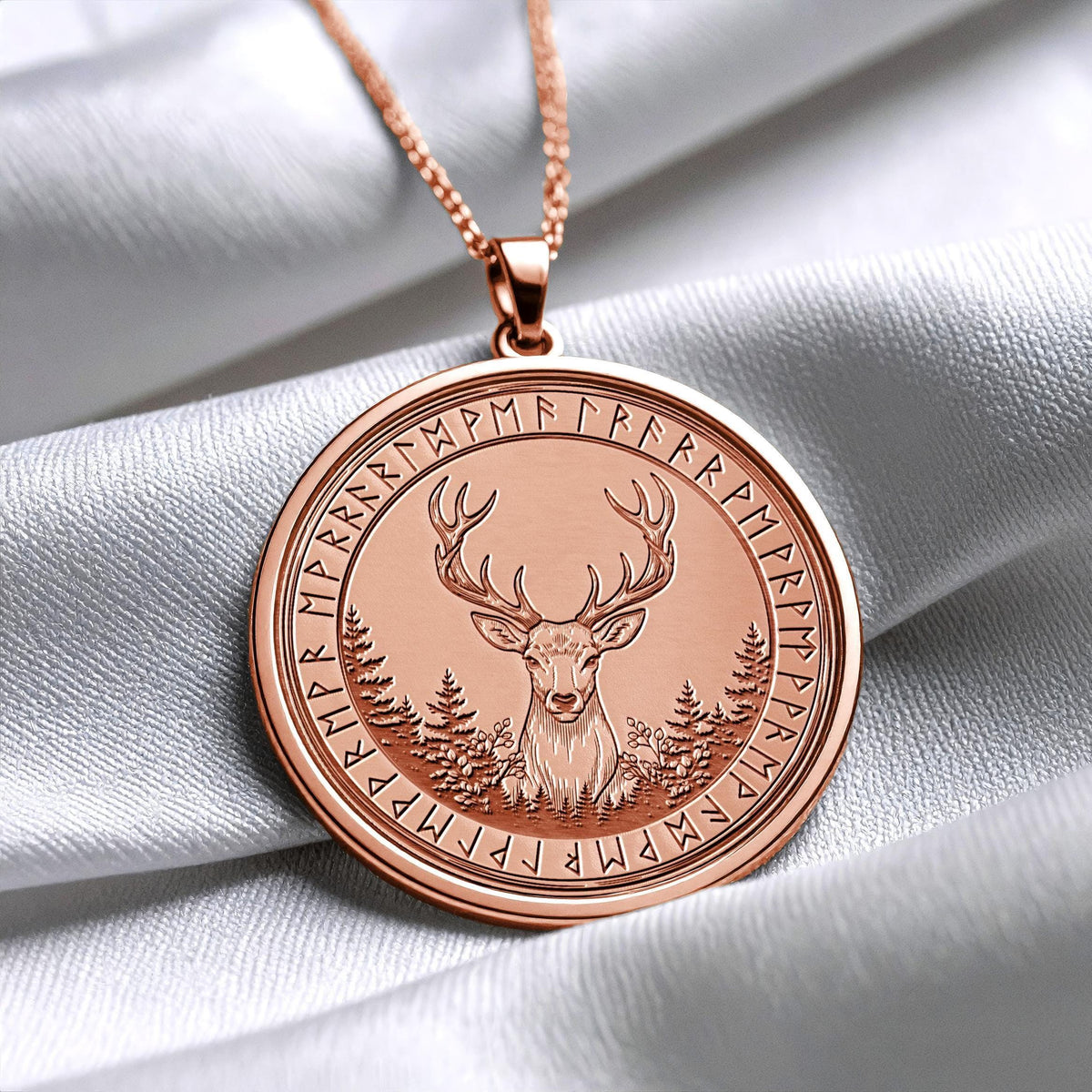 Deer Necklace Stag Antler Nature Medallion