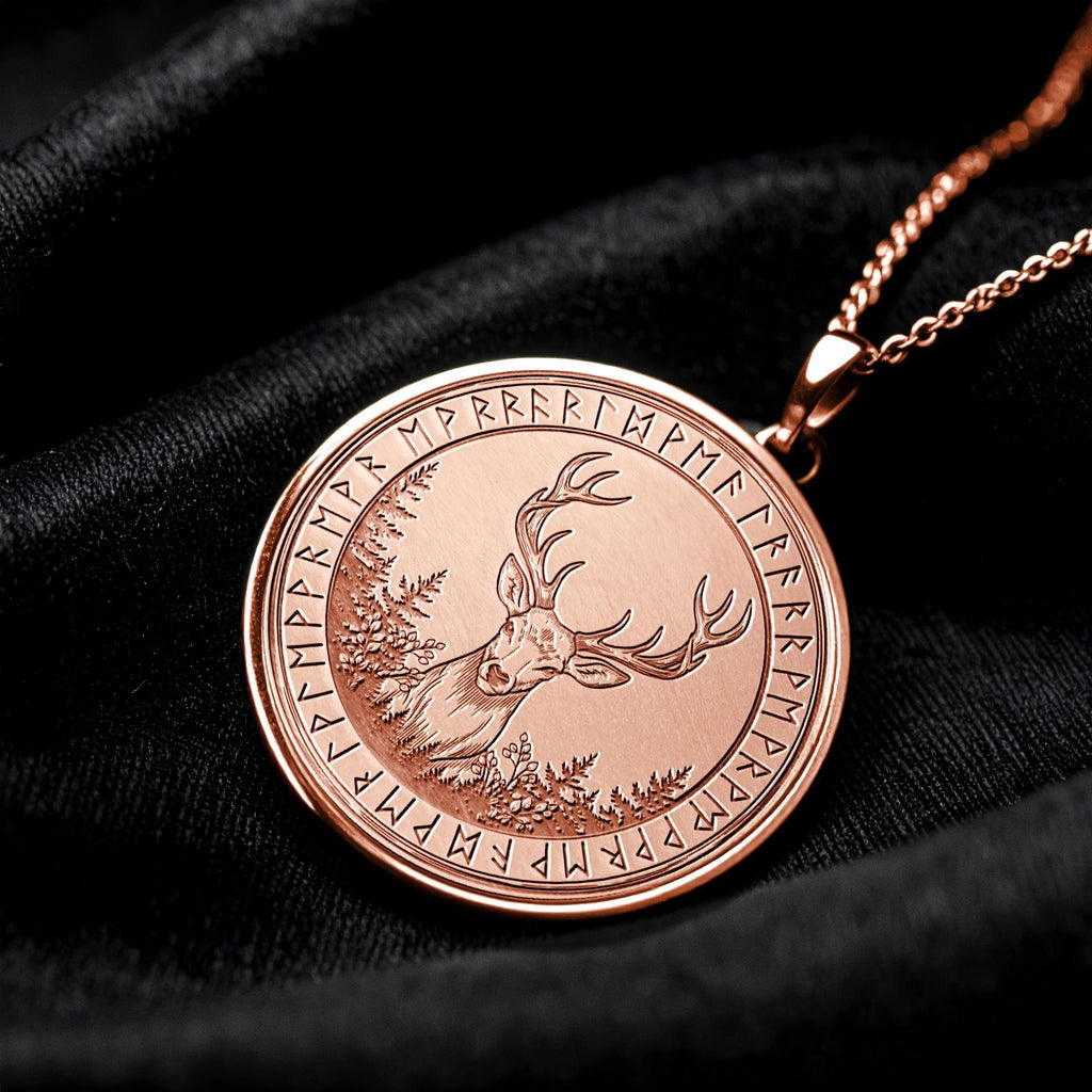Deer Necklace Stag Antler Nature Medallion