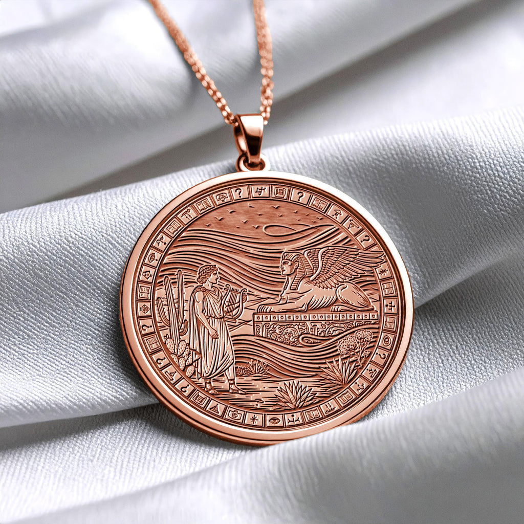 Apollo Sun God Necklace with Sphinx Medallion