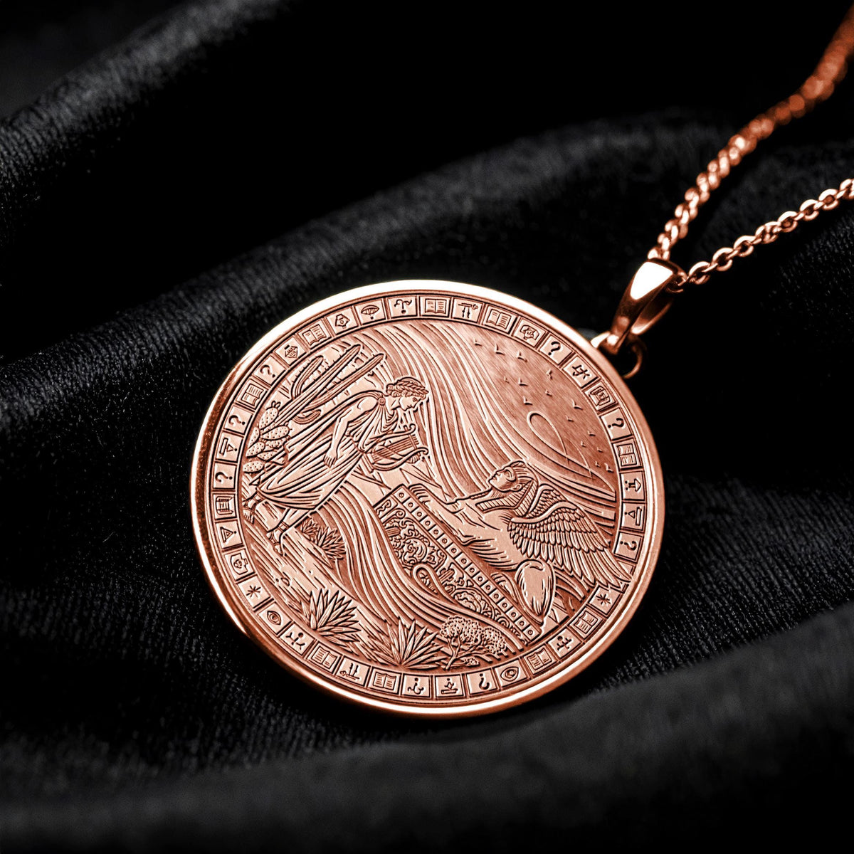 Apollo Sun God Necklace with Sphinx Medallion