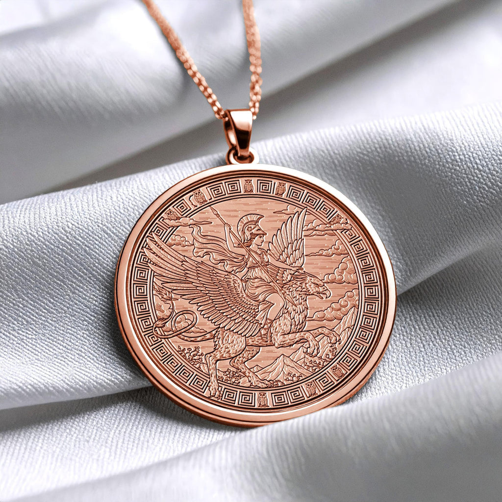 Athena Goddess Necklace – Greek Wisdom Medallion