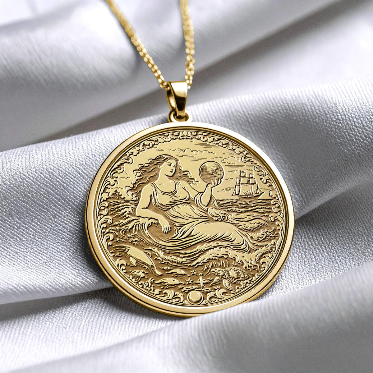 Gaia Necklace – Gold Mother Earth Mythological Pendant 271