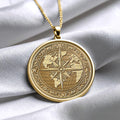 World Map Compass Necklace – 14K Gold Travel Pendant