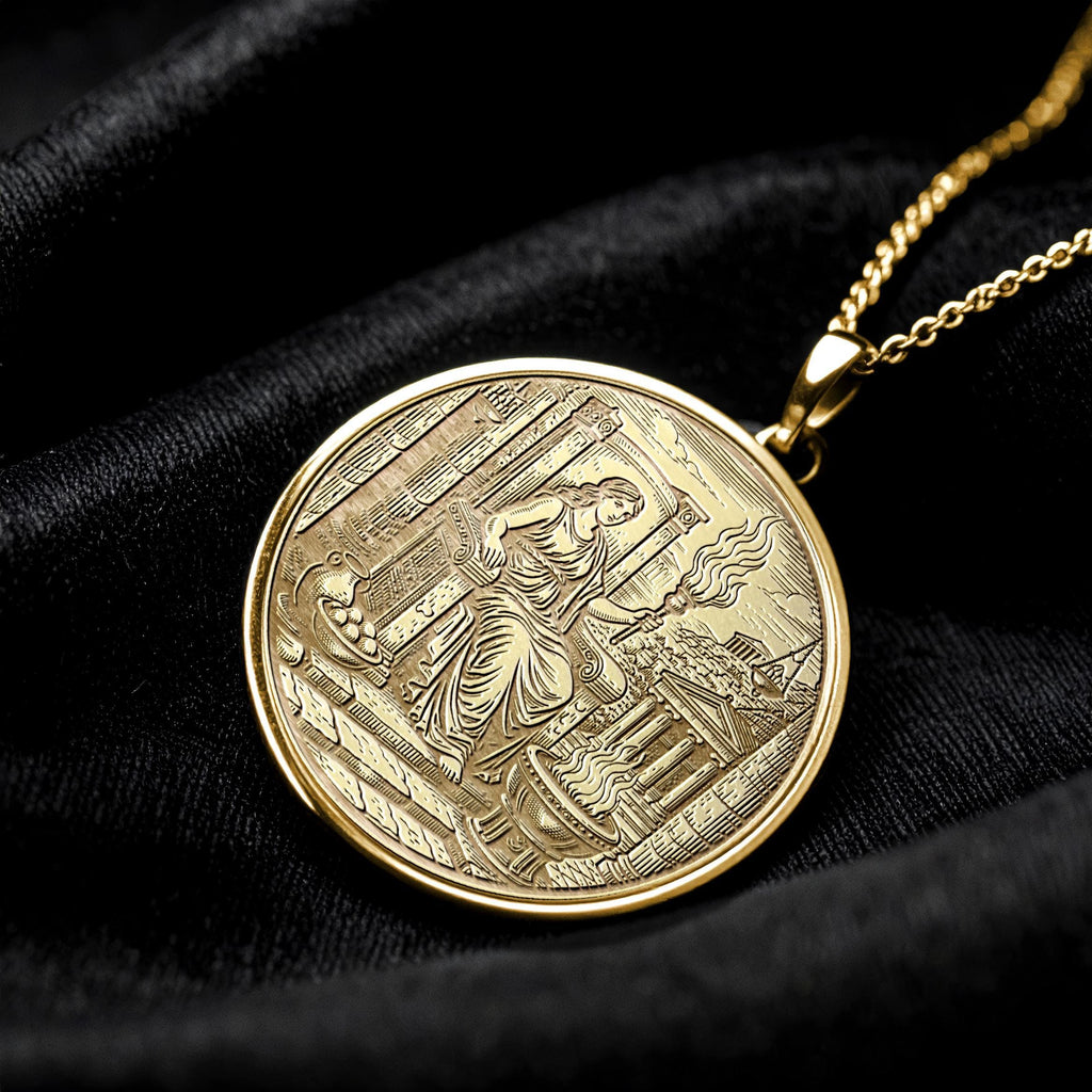 Hestia Pendant – Sacred Flame Goddess Necklace