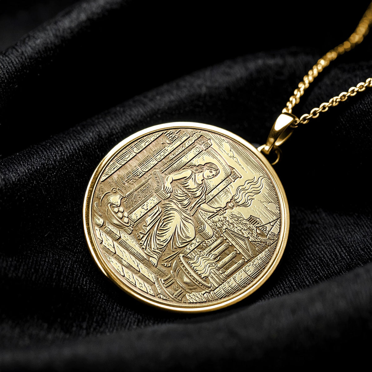 Hestia Pendant – Sacred Flame Goddess Necklace