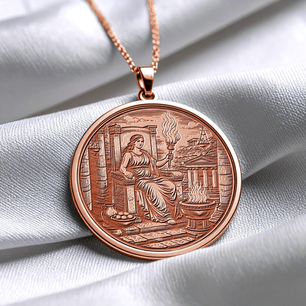 Hestia Pendant – Sacred Flame Goddess Necklace