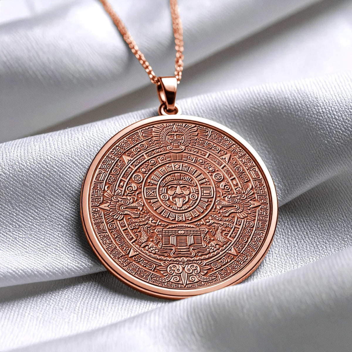 Mayan Calendar Sun Necklace – Aztec Sun Stone Mythology Pendant