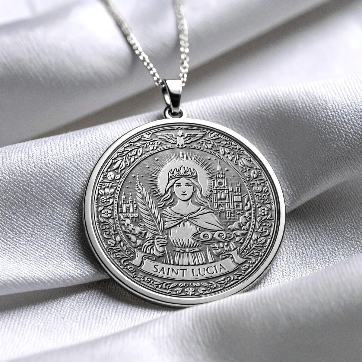 Saint Lucia Religious Pendant for Light and Faith