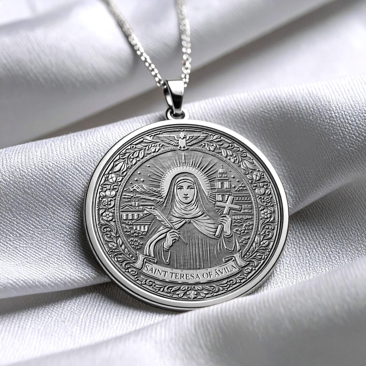 Saint Teresa Pendant – Gold Plated Religious Jewelry 392