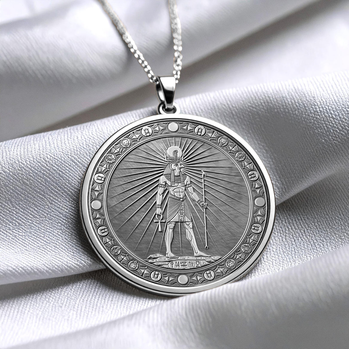 Ra Pendant Necklace: Gold Sun God Medallion, Egyptian Jewelry