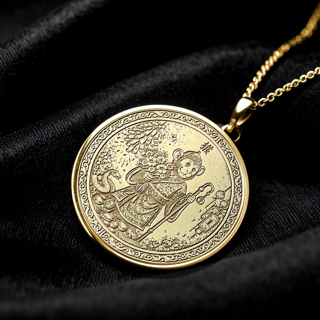 Year of the Monkey Chinese Zodiac Necklace -Pendant of Intelligence, Luck & Playful Energy