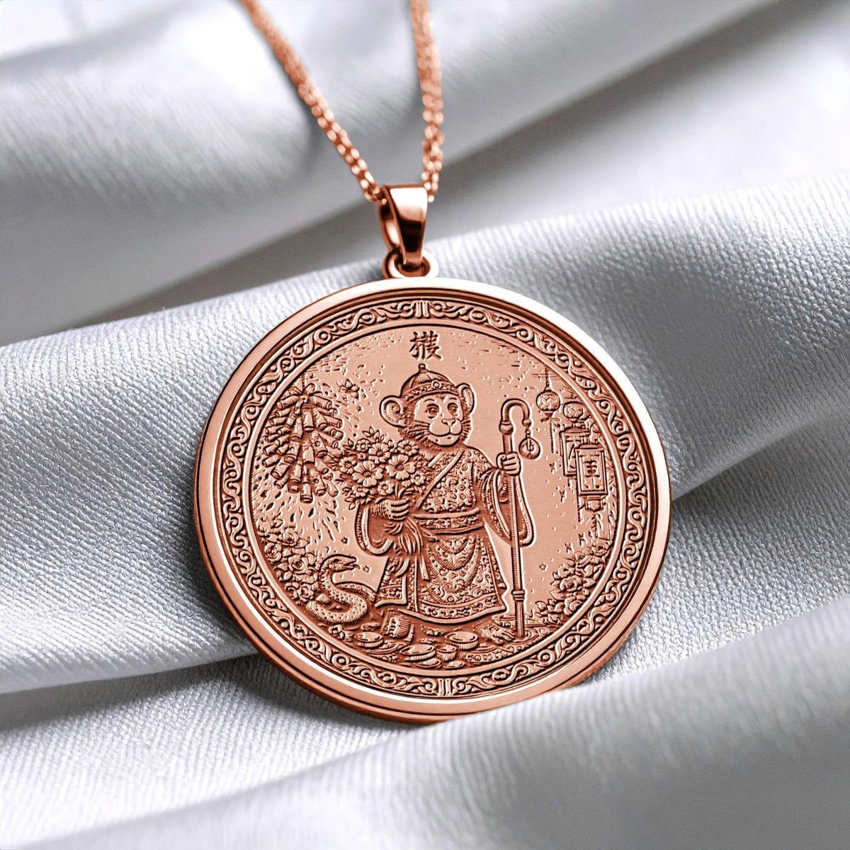 Year of the Monkey Chinese Zodiac Necklace -Pendant of Intelligence, Luck & Playful Energy
