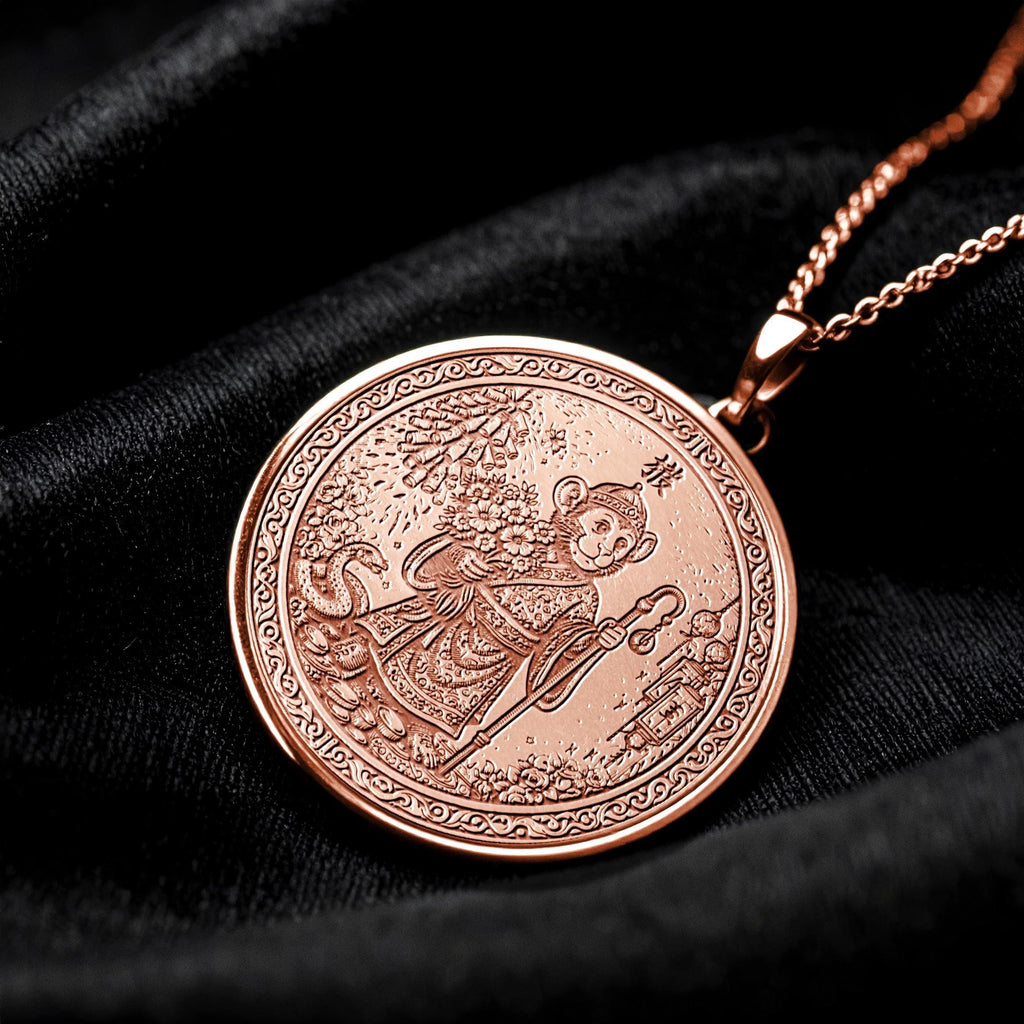 Year of the Monkey Chinese Zodiac Necklace -Pendant of Intelligence, Luck & Playful Energy