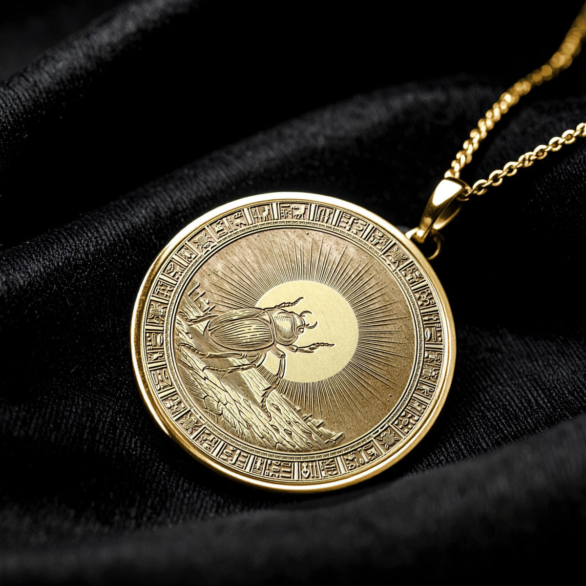 Ancient Egyptian Khepri Necklace : Silver Rebirth Medallion