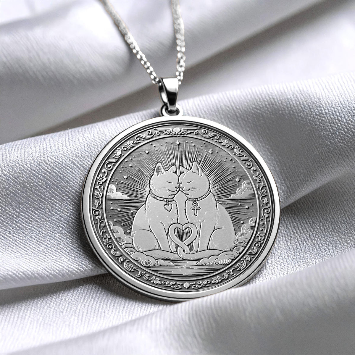 Two Cats Soulmate Symbol Necklace -  A Symbol of Heartfelt Connection