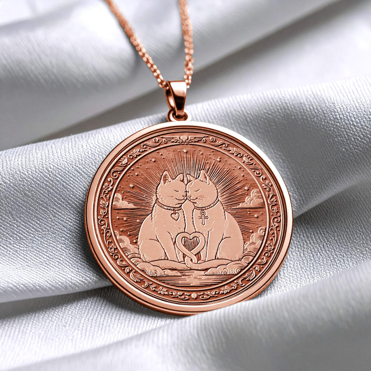 Two Cats Soulmate Symbol Necklace -  A Symbol of Heartfelt Connection